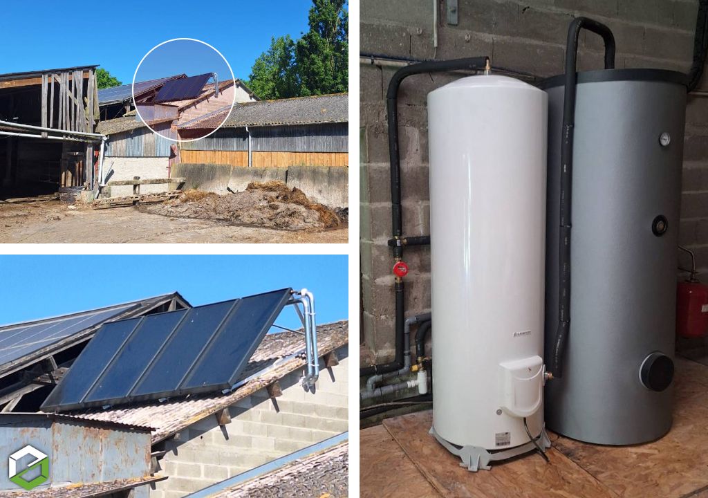 Eau chaude solaire thermique pour un élevage laitier