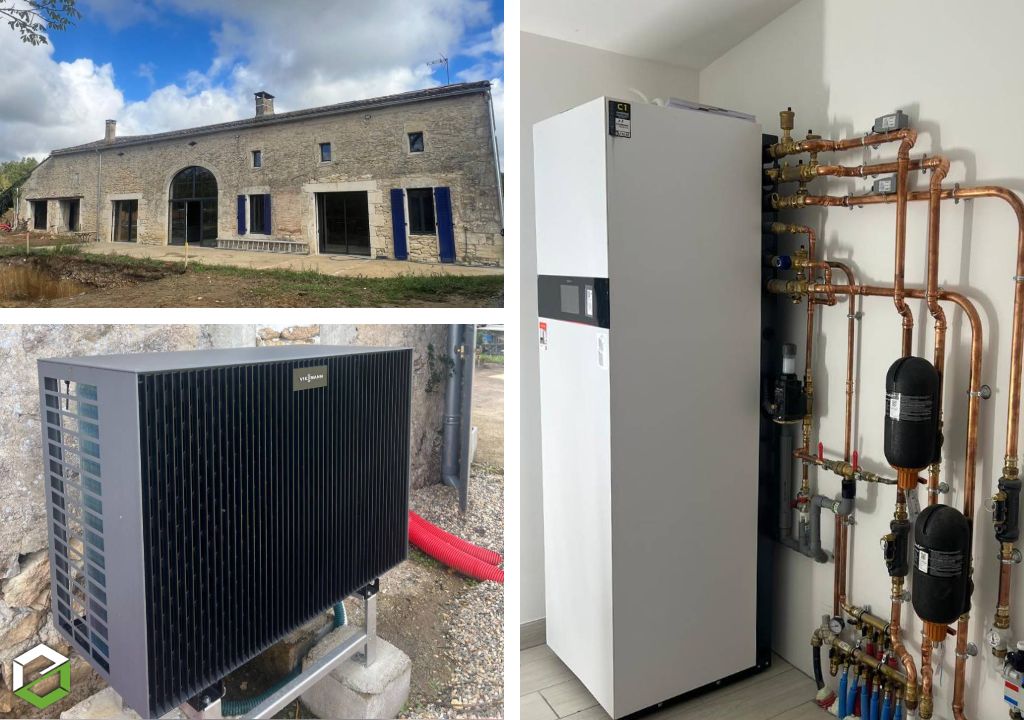 Installation d'une pompe à chaleur air-eau VIESSMANN, installateur RGE, Quali'PAC, en Gironde