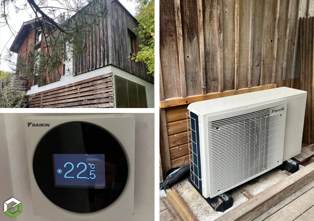 Installation d'une pompe à chaleur air-eau monobloc DAIKIN par un installateur Quali'PAC
