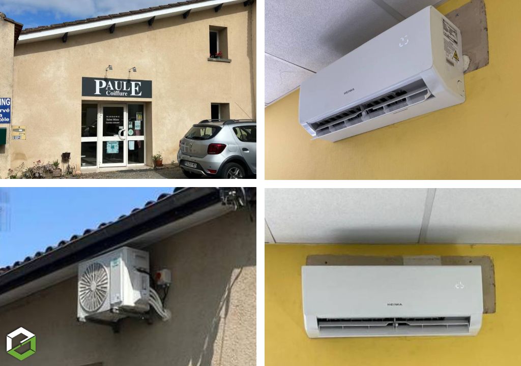 Remplacement bi-split hors-service, par une climatisation réversible bi-split de la marque HEIWA