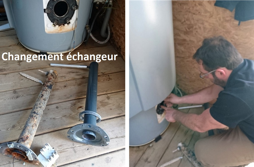 Ets Aquitaine Géothermie : Entretien Ballon d'eau chaude thermodynamique Sofath > remplacement d'un corps de chauffe