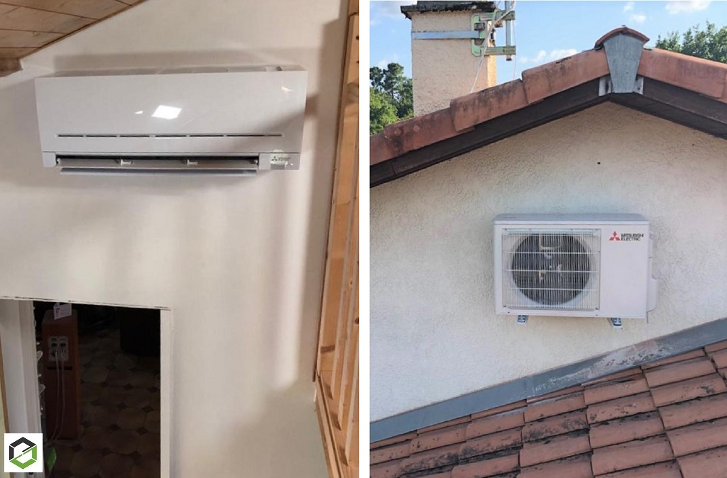 Ets Aquitaine Géothermie : Installation d'une clim Mitsubishi / Monosplit pour une chambre par un artisan certifié RGE