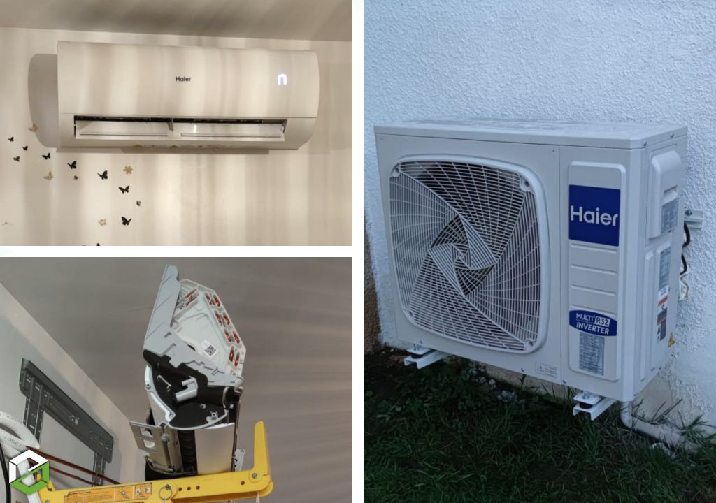 Ets Aquitaine Géothermie : Mise en place d'une CLIM (pompe à chaleur air / air) réversible HAIER par un artisan certifié RGE