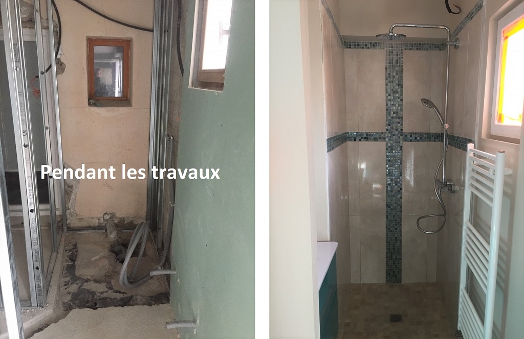 création d'un espace douche dans une chambre