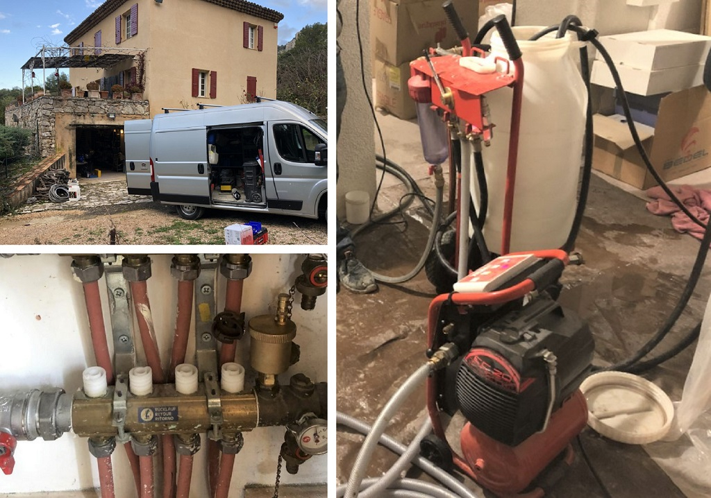 Désembouage sérieux sur réseau plancher chauffant très emboué