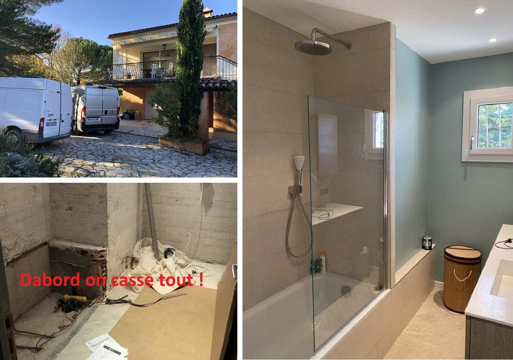 Consultez la chantier : rénovation d’une salle de bain à simiane avec lb Énergies