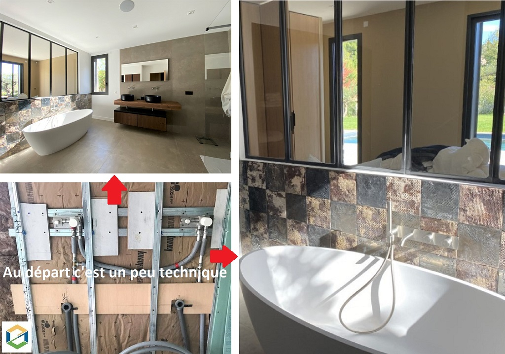 création réseau d’eau et salle de bain sur villa prestige