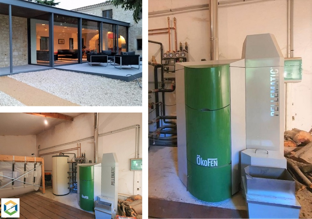 installation d'une chaudière à granulés de la marque okofen modèle pes36