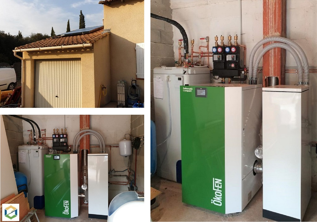 installation d'une chaudière à granulés de la marque okofen, pellematic compact