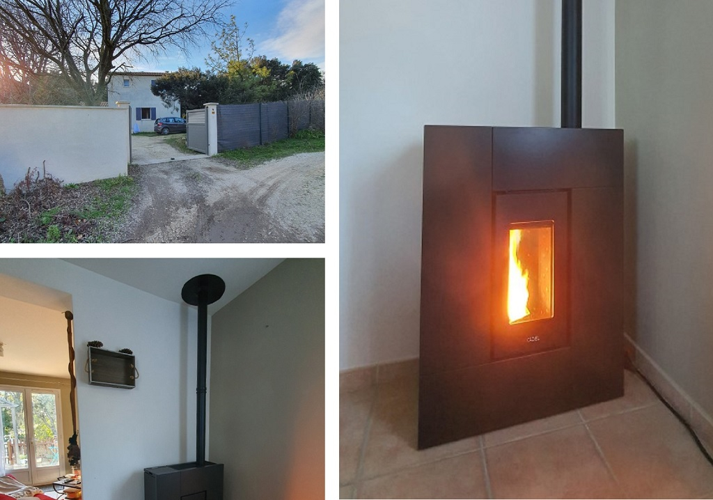 iInstallation d'un poêle à granulés de la marque CADEL modèle GRACE 