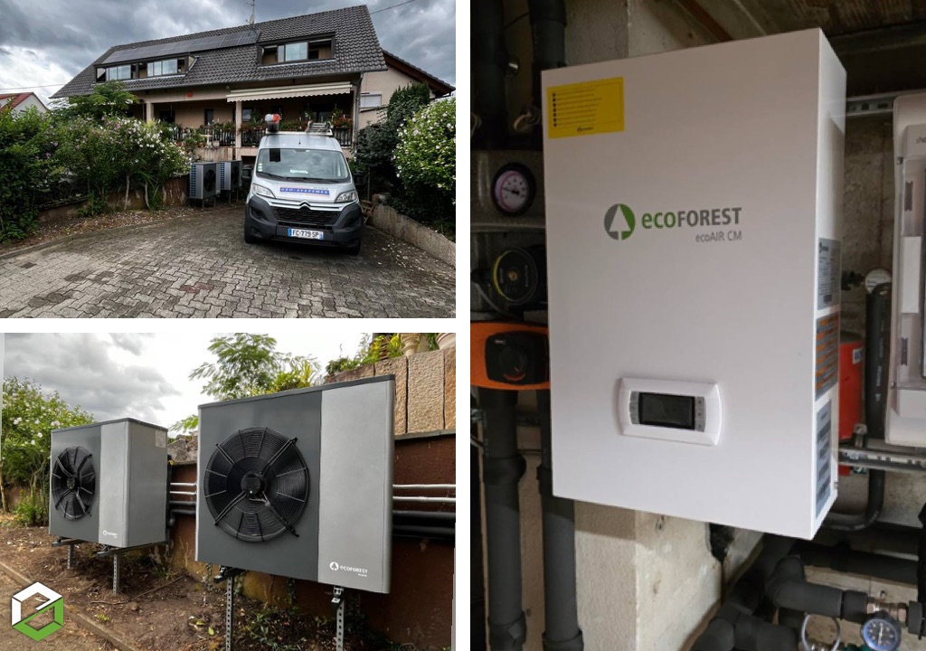Alsace Géo-Systèmes : Installation et mise en service de 2 pompes à chaleur AIR/EAU ECOFOREST (RGE 2025)