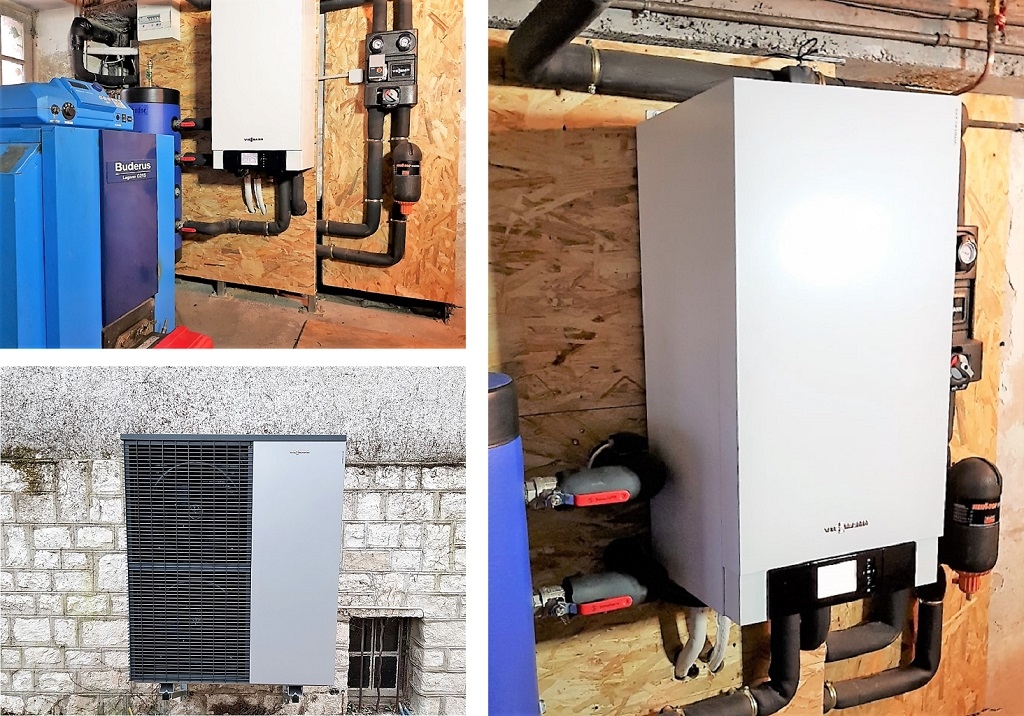 Installation Pompe à chaleur  air eau VEISSMAN VITOCAL 200  en relève fioul - RGE QualiPAC