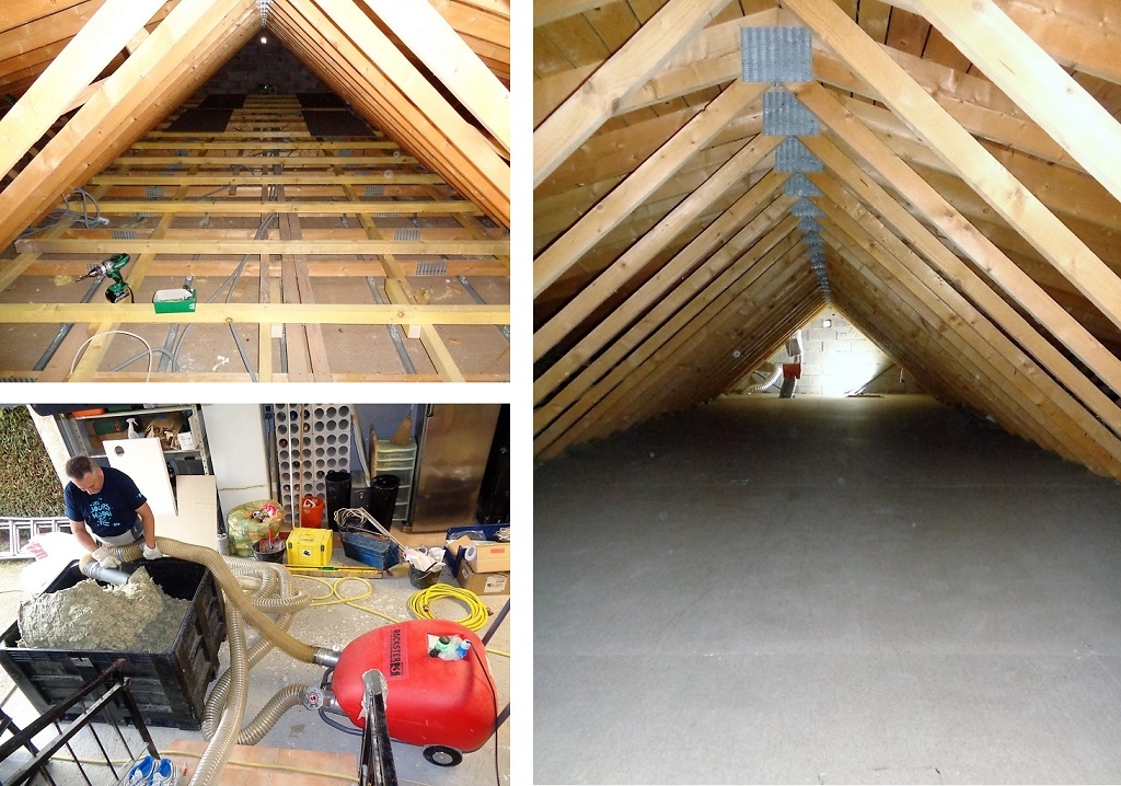 Consultez la chantier : isolation combles perdus avec laine de roche et plancher