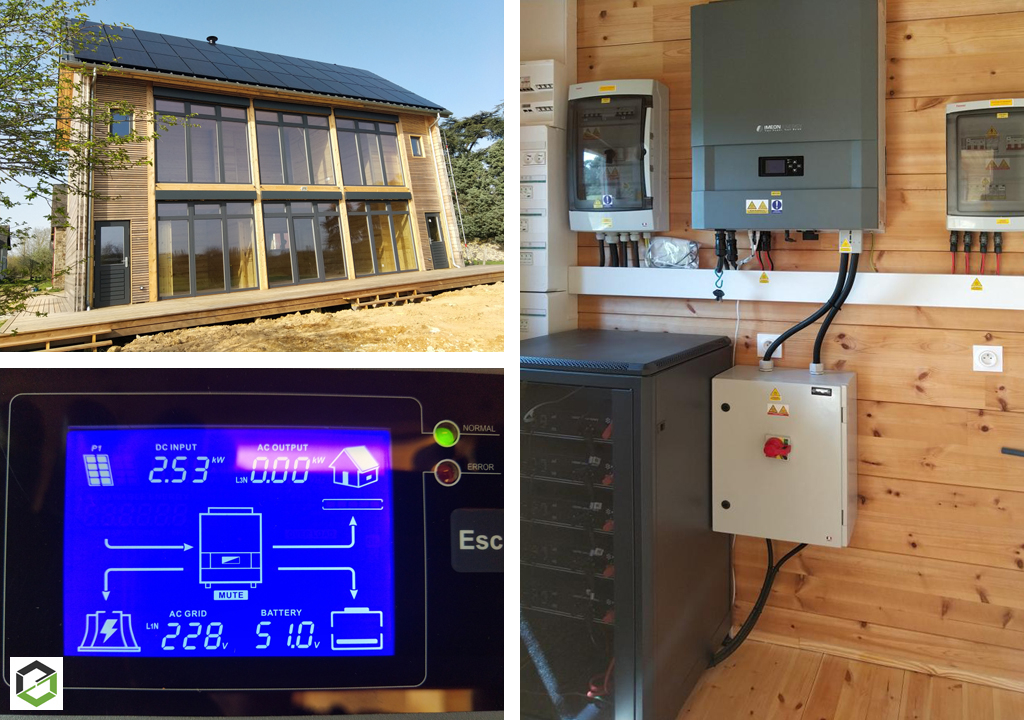 Consultez la chantier : installateur d'onduleur hybride imeon energy avec panneaux solaires photovoltaïques q-cells
