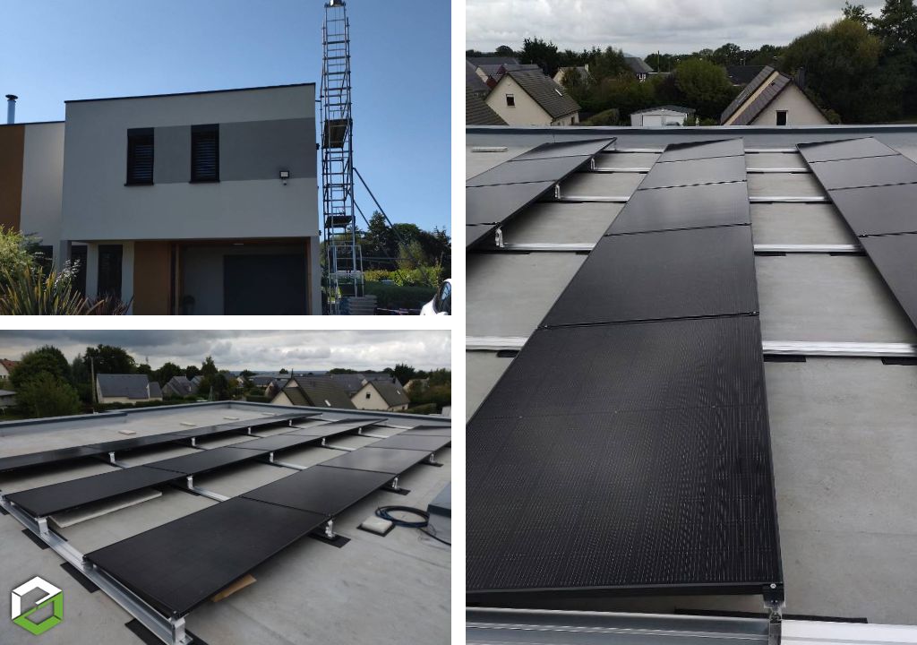 JB SOLAIRE - pose de panneaux solaires sur toit plat - Entreprise RGE QualiPV - installateur Enphase Normandie 