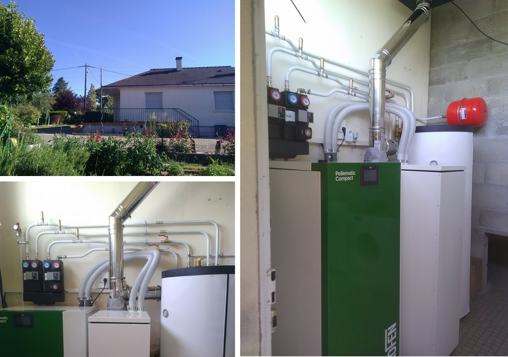 Consultez la chantier : chaudière à granulés de bois pellets okofen aspiration 12 kw beaumont la ronce  37 indre et loire