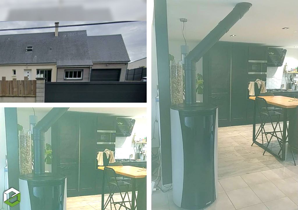 Installation d'un poêle à granulés de bois  Palazzetti - Installateur RGE QualiBois