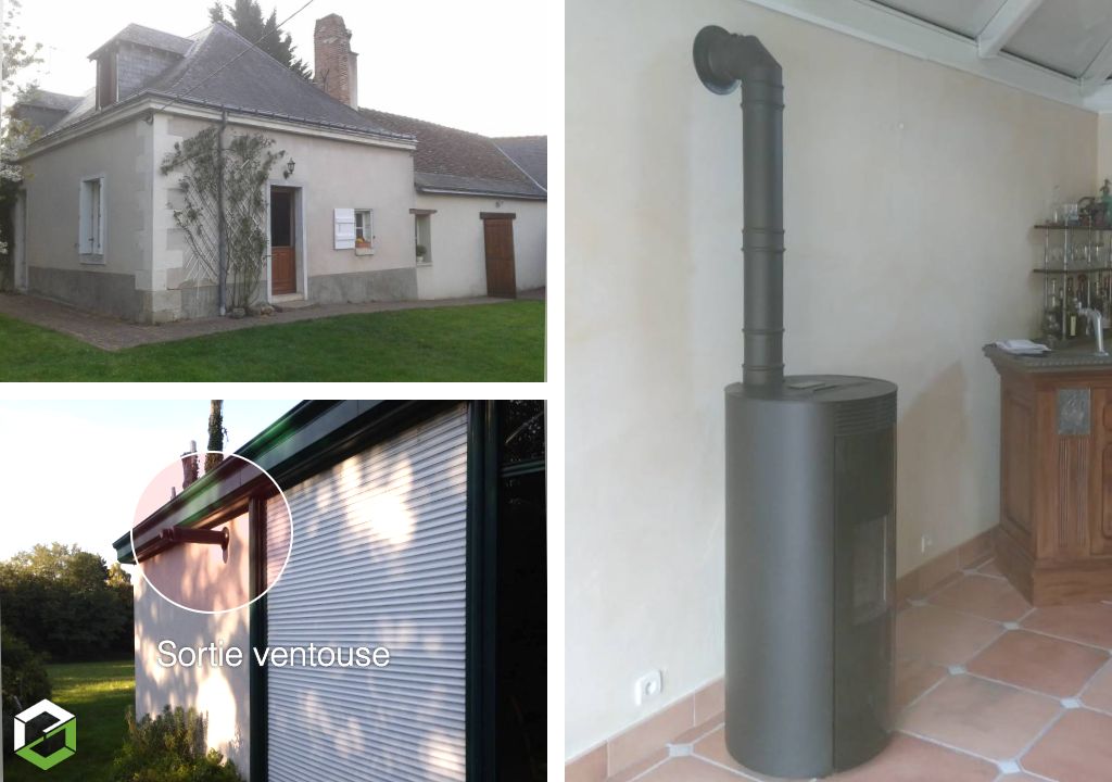 Installation d'un poêle à granulés de bois  Palazzetti - Entreprise  RGE QualiBois