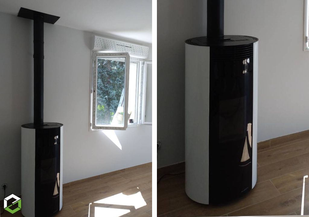 Installation d'un poêle à granulés de bois Palazzetti par une entreprise RGE QualiBois