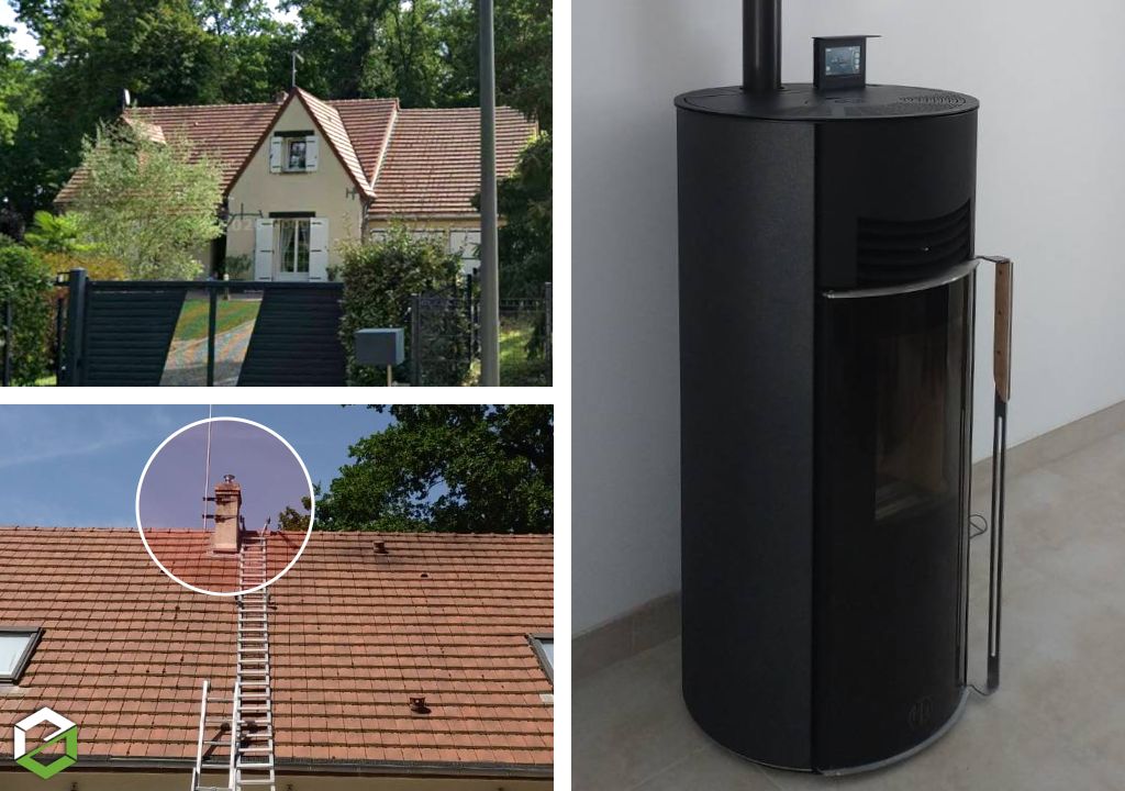 Installation d'un poêle à granulés de bois Hoben par une entreprise RGE QualiBois située à Fondettes 