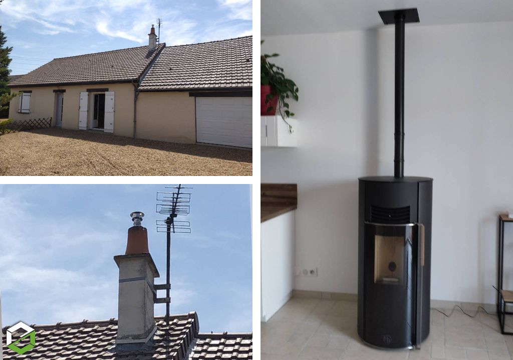 Société RGE qualiBois installation d'un poêle à granulés de bois HOBEN