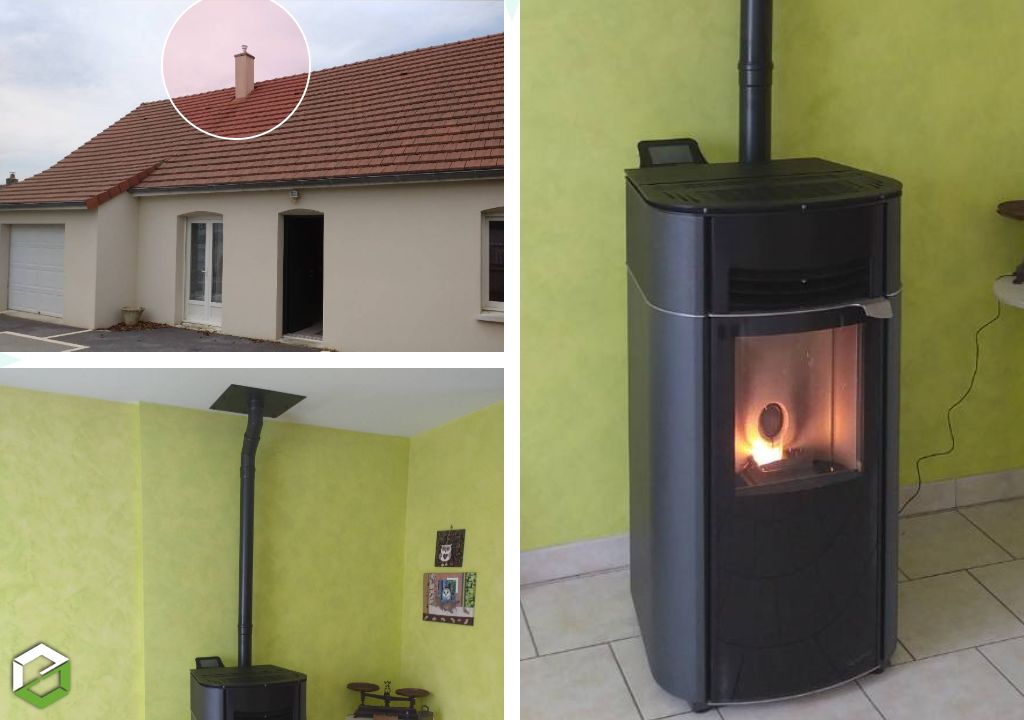 Société RGE qualiBois installation d'un poêle à granulés de bois HOBEN H7