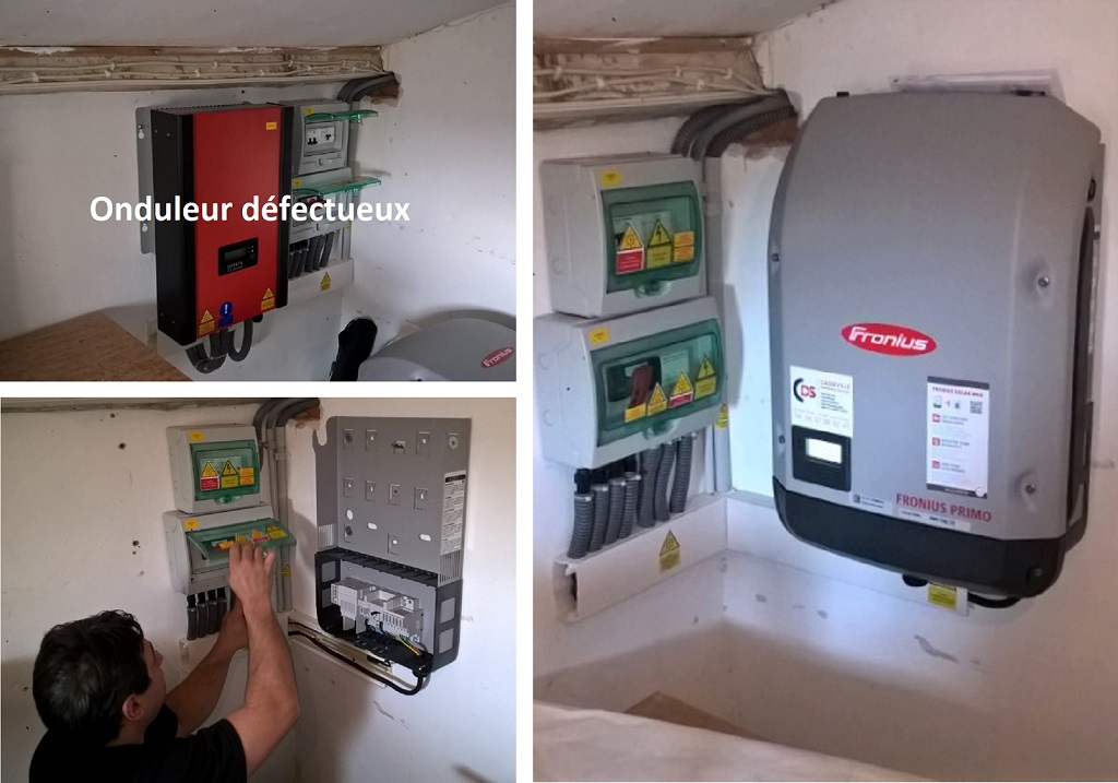 Consultez la chantier : remplacement d'un onduleur photovoltaïque revente totale - effekta s3300 -  fronius primo 3.0