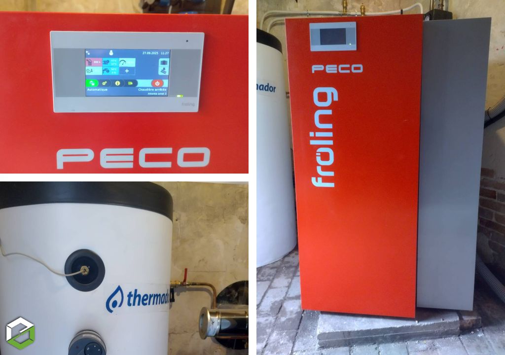 Installation chaudière à granulés Froling avec production Eau chaude sanitaire (ECS)