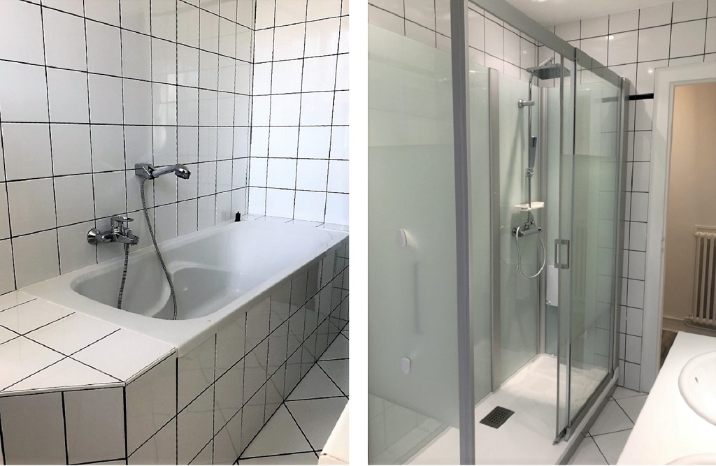 création d'une douche en accessibilité personne à mobilité réduite dispositif handibat en remplacement d'une baignoire à epinal 88000 vosges