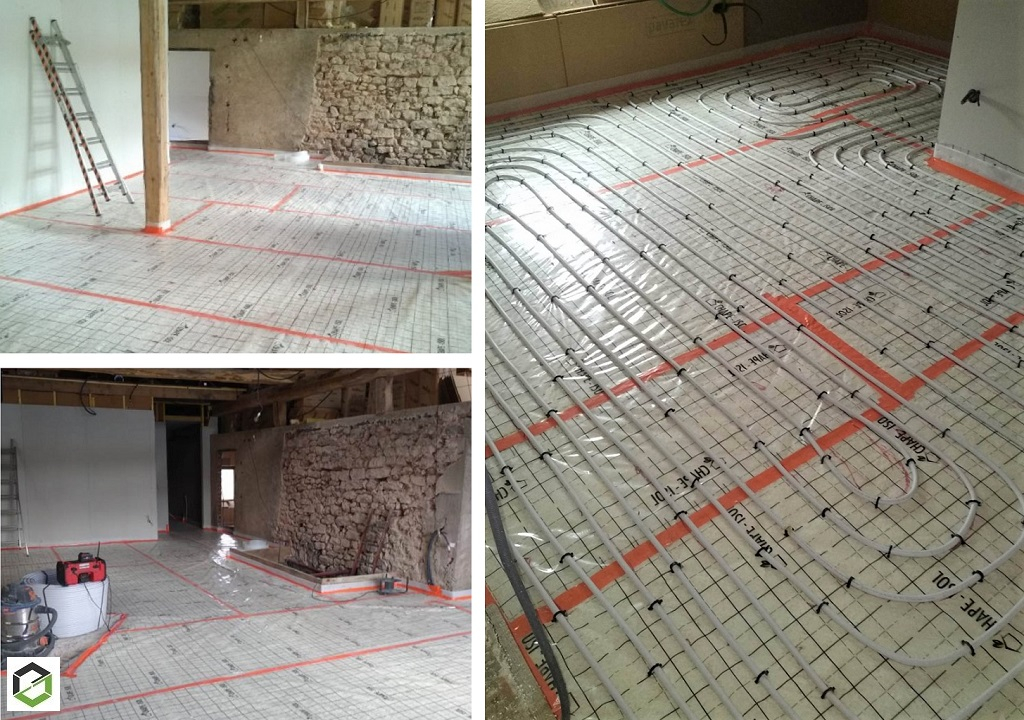 Consultez la chantier : pose de plancher chauffant