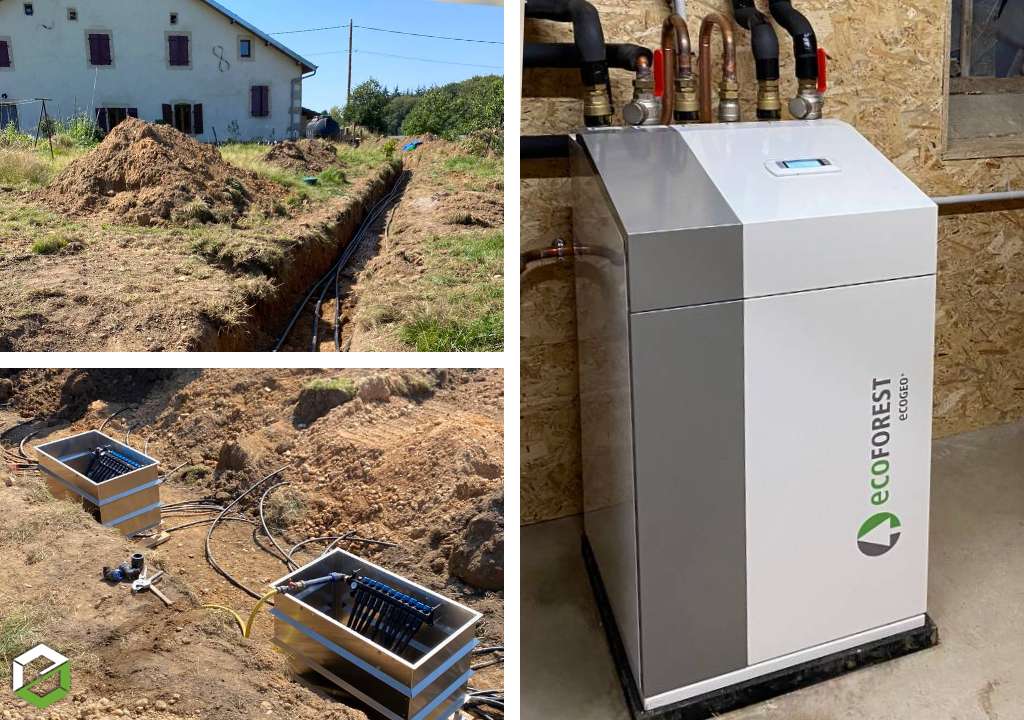 Consultez la chantier : installation d'une pompe à chaleur geothermie de la marque ecoforest modèle eco geo b4 t5-22 htr eh - entreprise rge