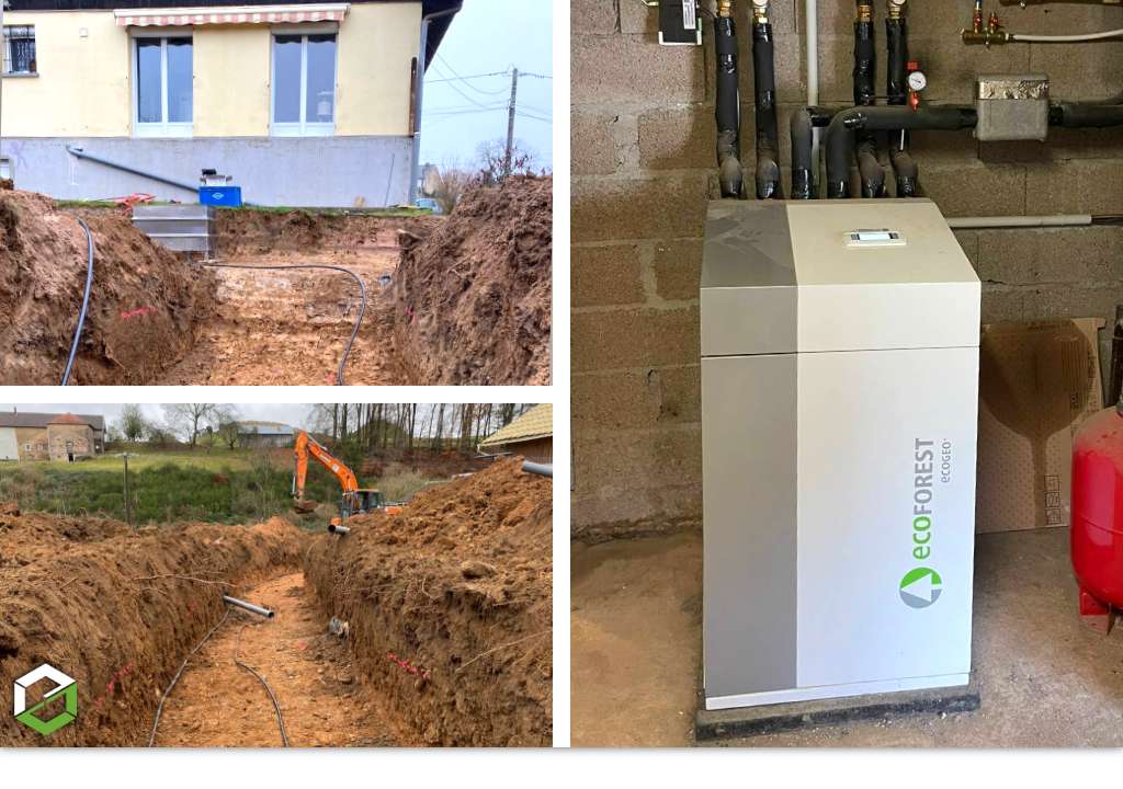 Installation d'une pompe à chaleur Geothermie de la marque Ecoforest modèle Eco Geo B1 1-9 HTR EH - Entreprise RGE QUALIPAC
