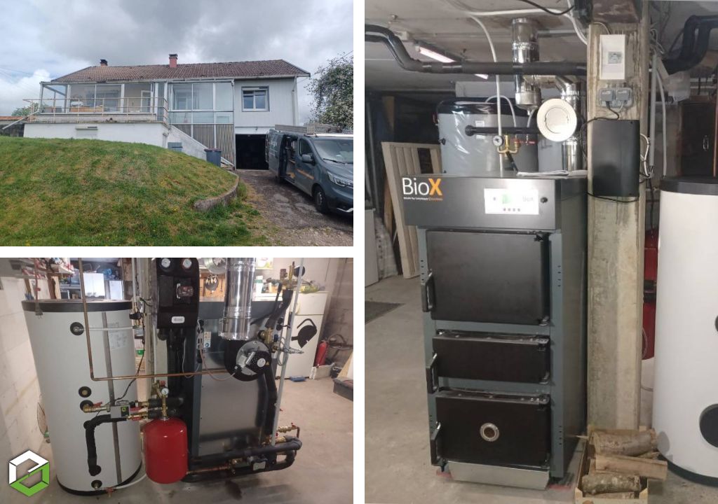 Consultez la chantier :  installation d'une  chaudière bois bûches - puissance nominale: 16,6 kw - alimentation manuelle du fabricant solarbayer