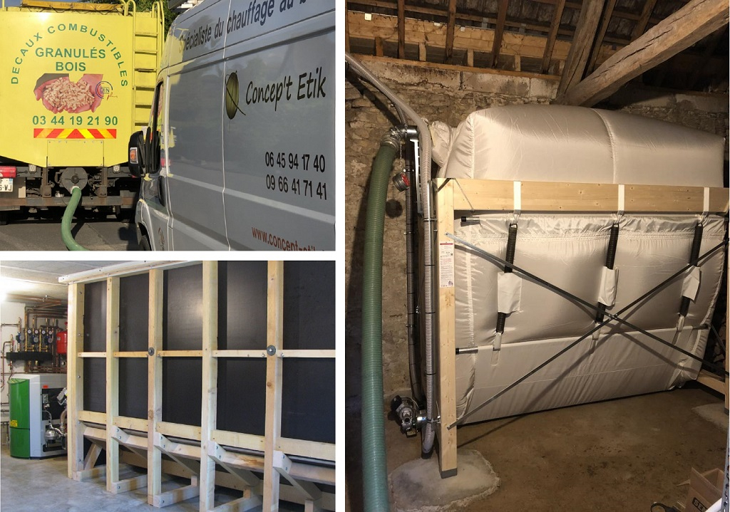 Consultez la chantier : installation de silo et stockage de granulés (pellets) pour chaudière Ökofen