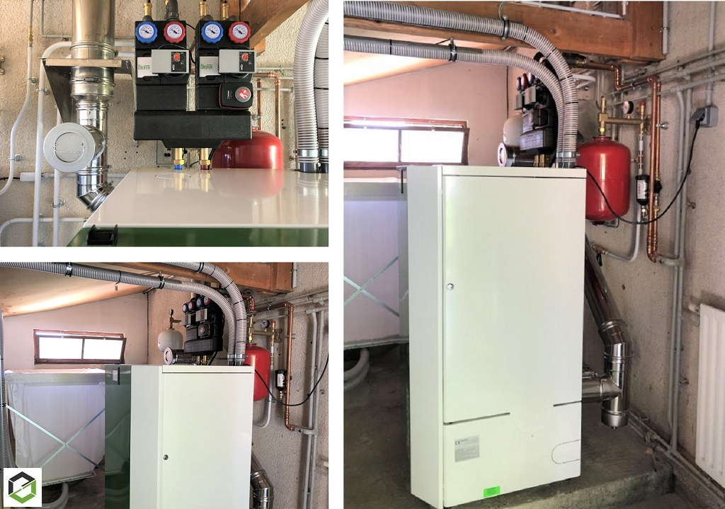 Installation d'une chaudière à granulés de bois de marque Ökofen de type PELLEMATIC COMPACT