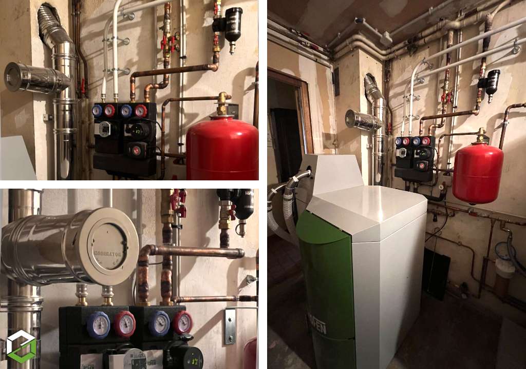 Consultez la chantier : rge qualibois - installation d'une chaudière à granulés de bois pellematic de marque Ökofen avec production d'eau chaude sanitaire