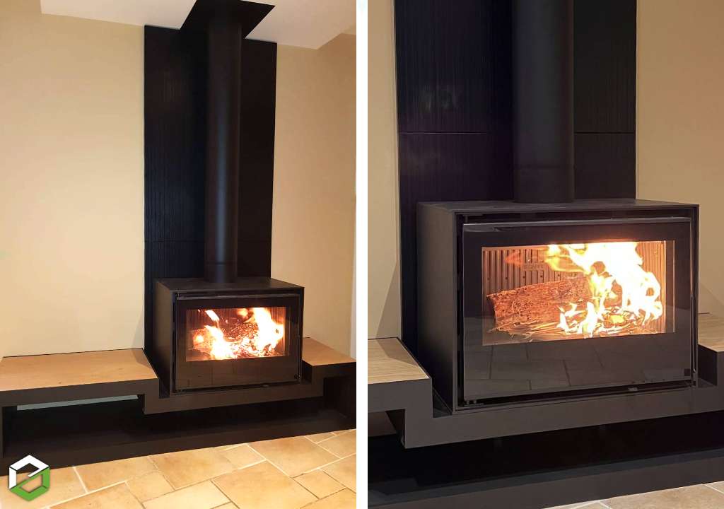 Consultez la chantier : rge qualibois - installation d'un foyer bois bûches de marque becafire en remplacement d'un insert