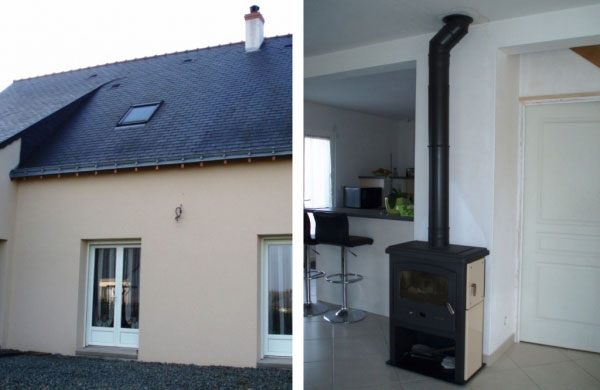 Consultez la chantier : installation poële à bois bûches godin