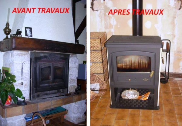 Consultez la chantier : poêle à bûche godin à doix - 85 vendée