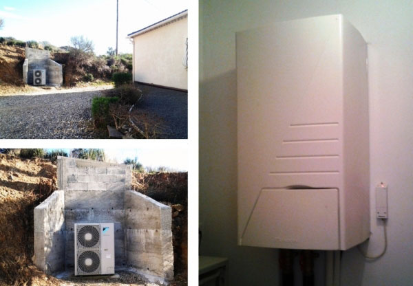 Consultez la chantier : pompe à chaleur air/eau daikin à prades sur vernazobre - 34 hérault