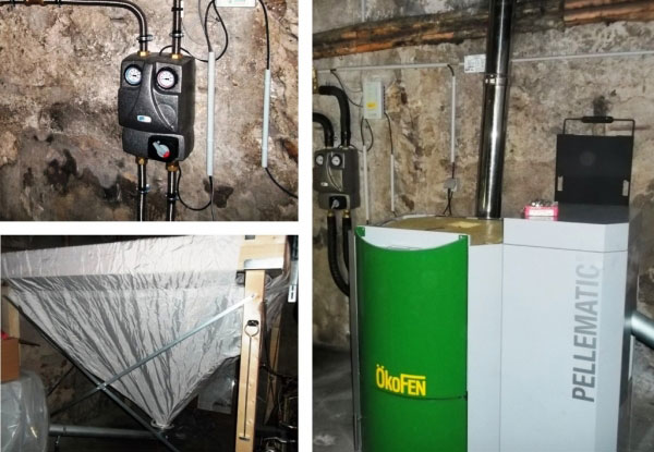 installation d'une chaudière à granulés (pellet)  okofen